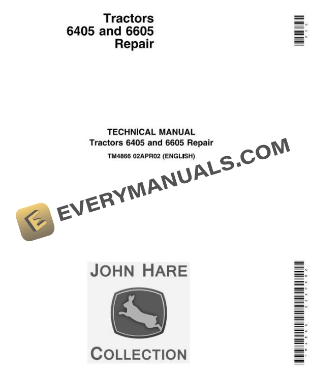 John Deere 6405 6605 Tractor Technical Manual TM4866