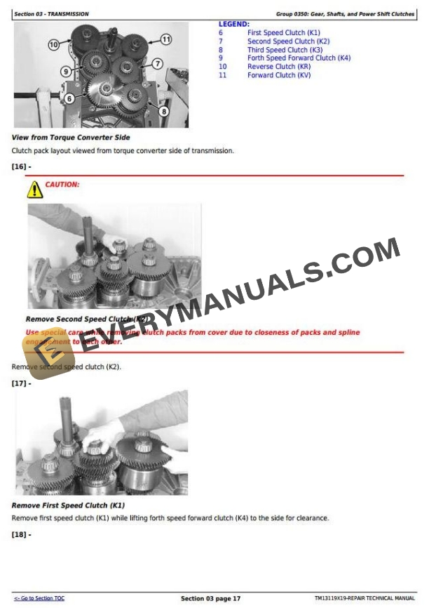 John Deere 644K 4WD Loader Repair Technical Manual TM13119X19