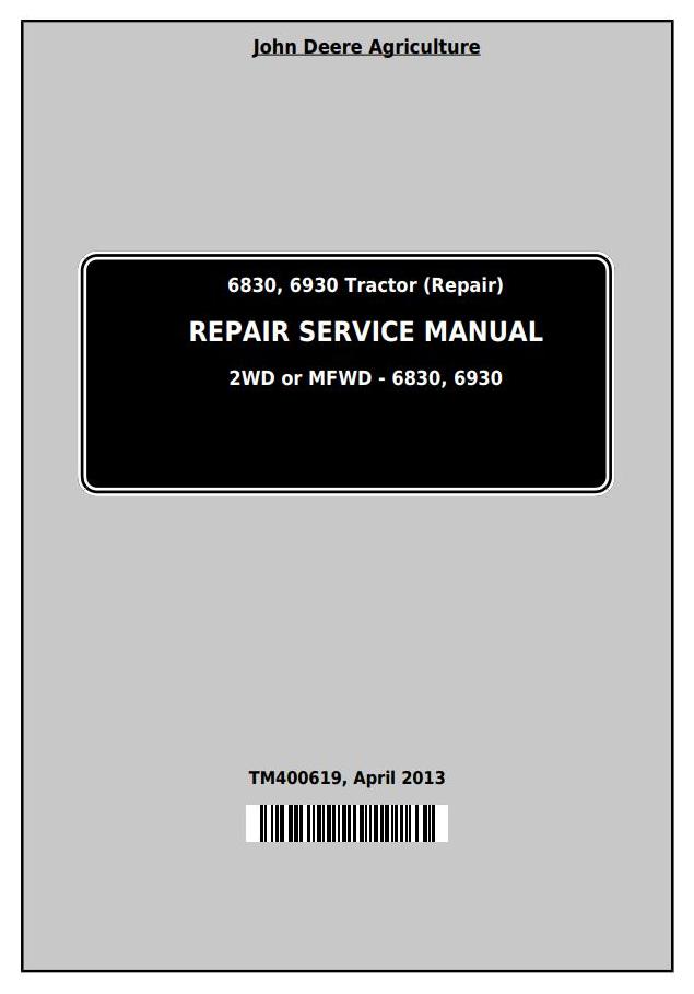 John Deere 6830 6930 (European) Tractor Repair Technical Manual TM400619