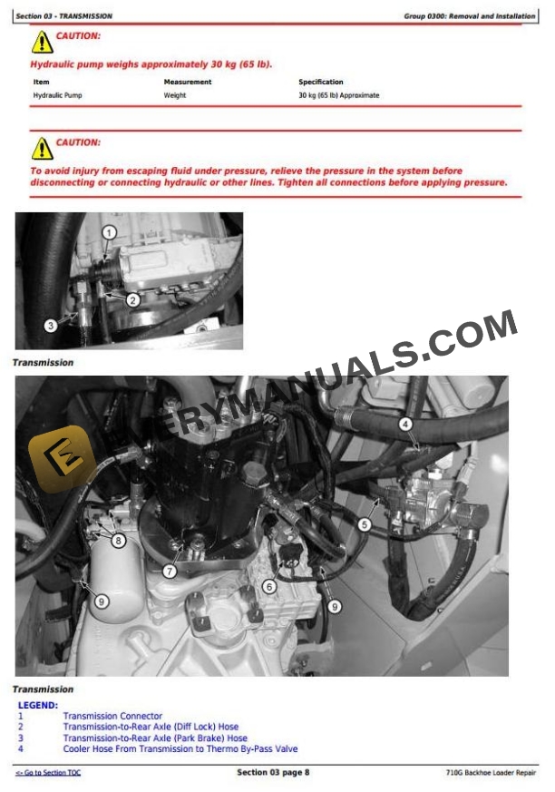 John Deere 710G Backhoe Loader Repair Technical Manual TM2061