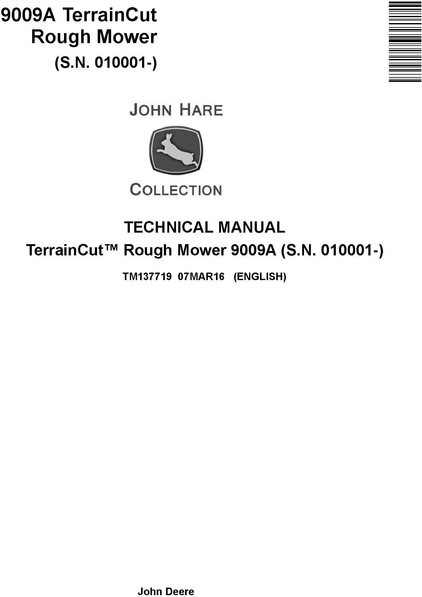 John Deere 9009A TerrainCut Rough Mower Technical Manual TM137719