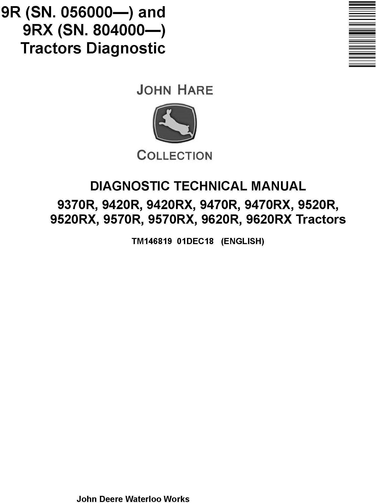 John Deere 9370R to 9620RX Tractor Diagnostic Technical Manual TM146819