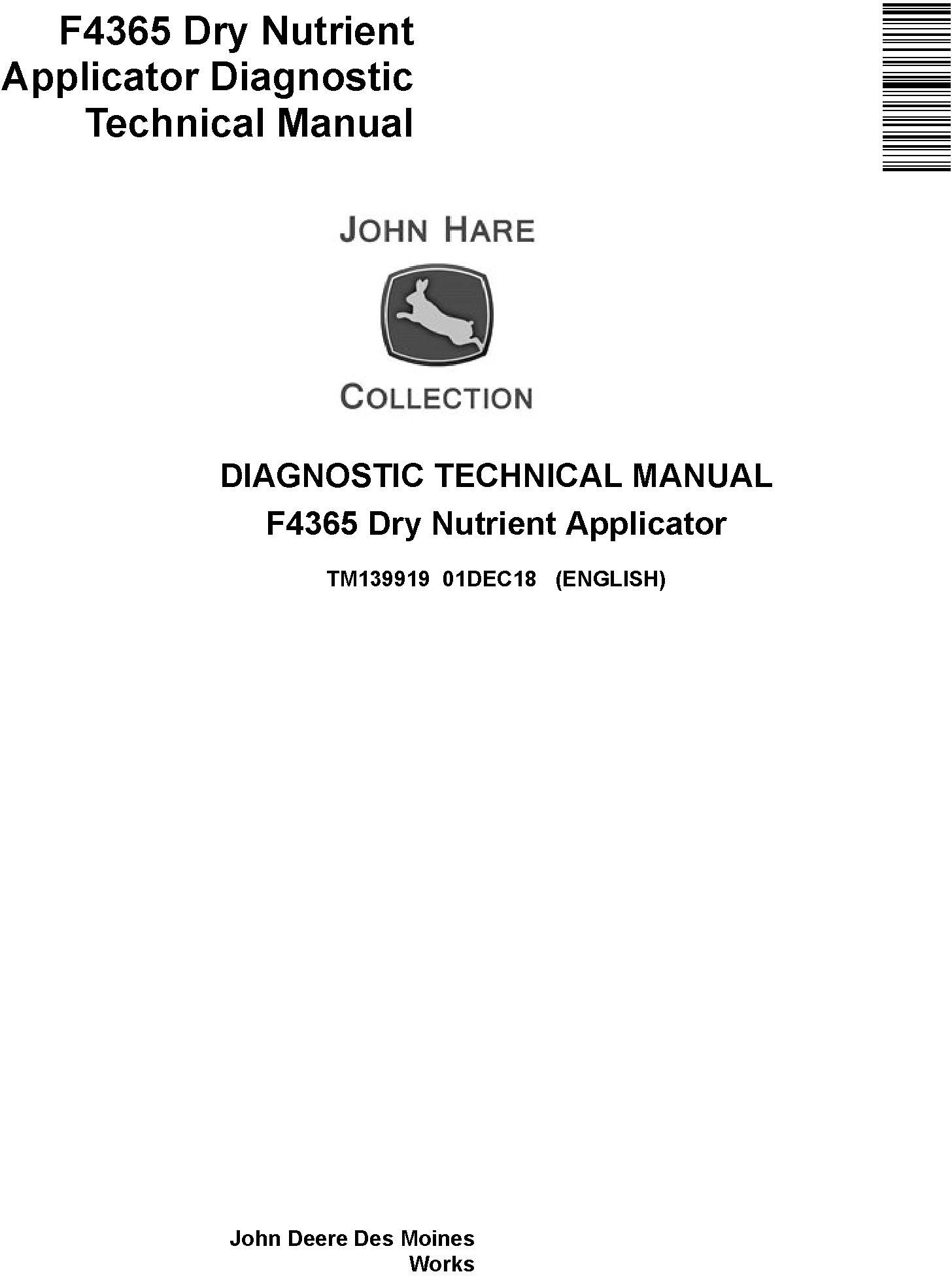 John Deere F4365 Dry Nutrient Applicator Diagnostic Technical Manual TM139919
