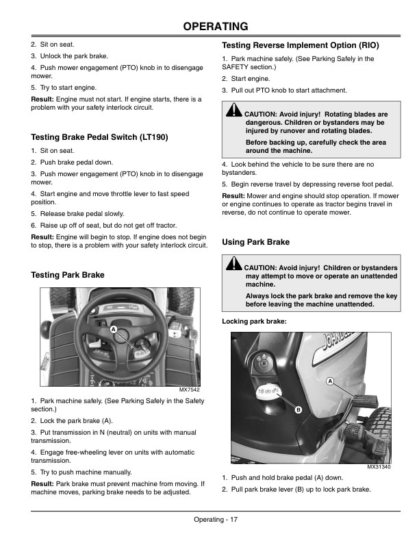 John Deere LT190 Tractor Operator Manual OMM152795 2