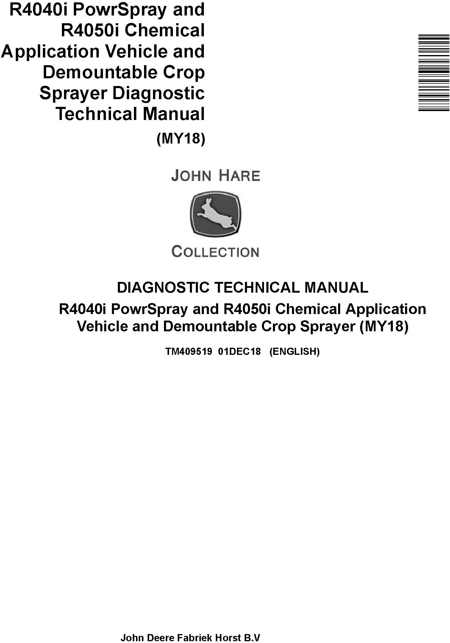 John Deere R4040i R4050i Sprayer Diagnostic Technical Manual TM409519