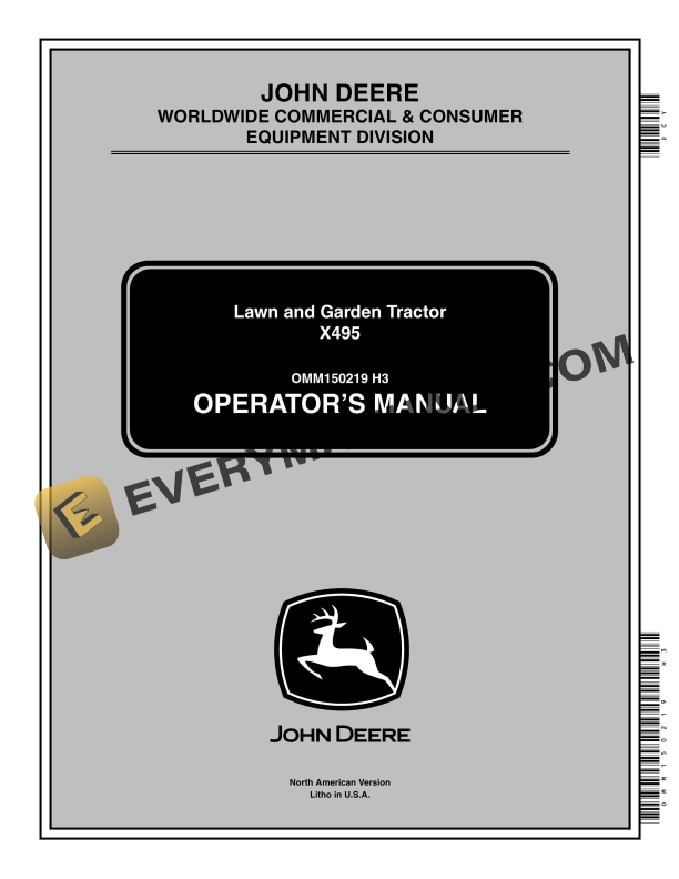 John Deere X495 Tractor Operator Manual OMM150219