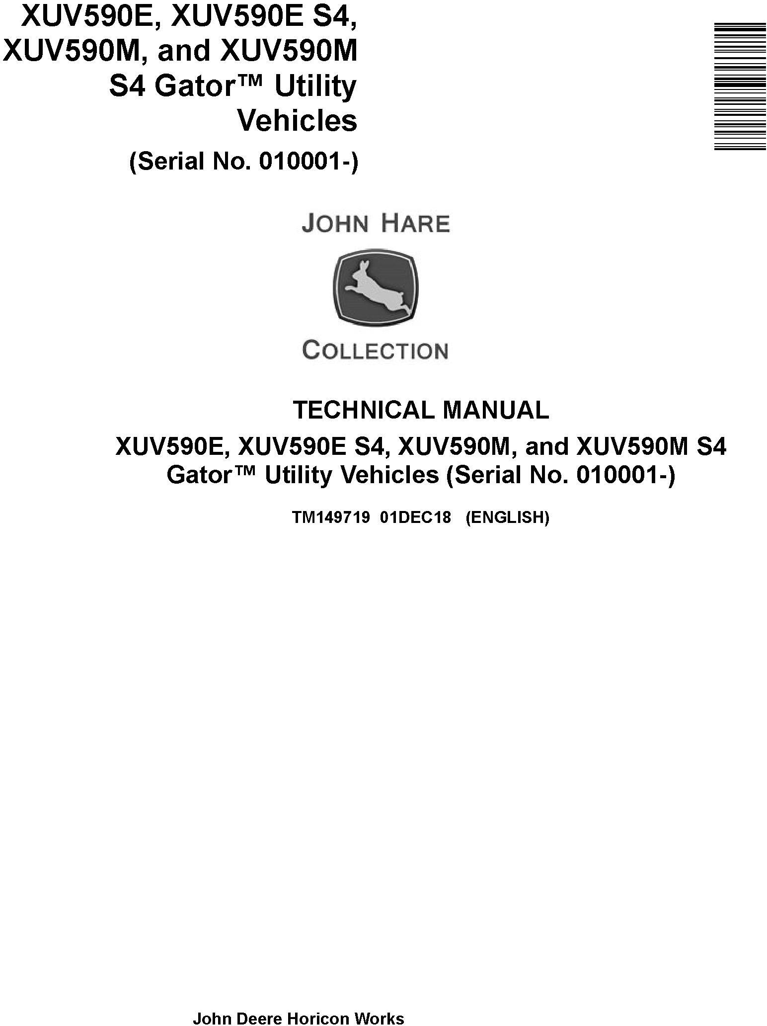 John Deere XUV590E(S4) XUV590E(S4) Gator Utility Vehicles Technical Manual TM149719