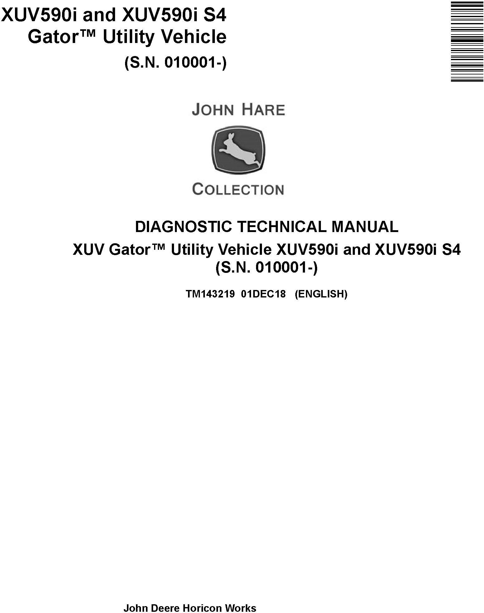 John Deere XUV590i XUV590i S4 Gator Utility Vehicle Diagnostic Technical Manual TM143219