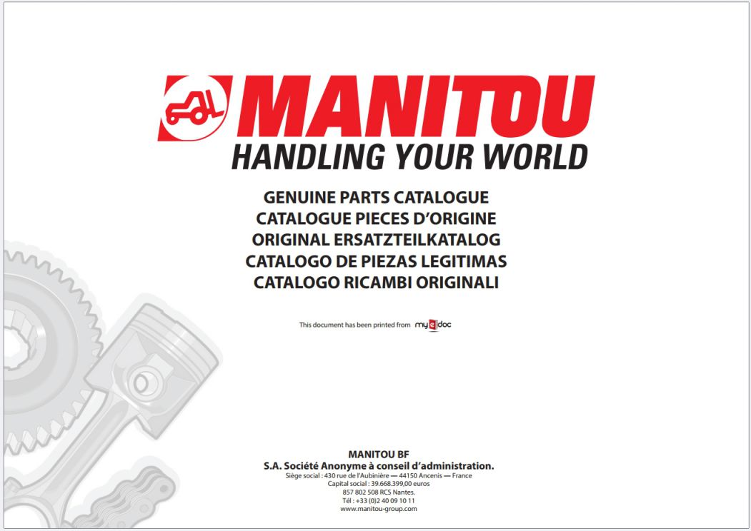 Manitou MI 15 to 35 D G Forklift Parts Catalog