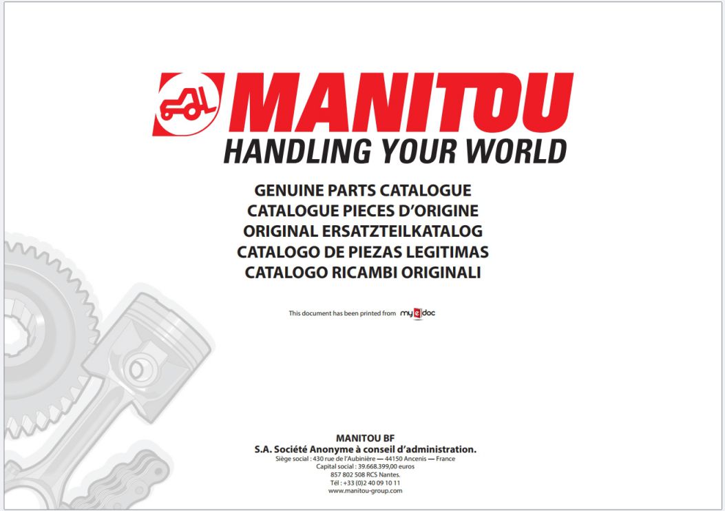 Manitou MT-X 1235 1440 1740 SLT S3 S4 E3 Telehandler Parts Catalog 647209