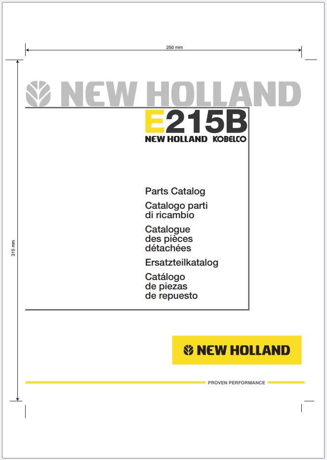 New Holland Kobelco E215B Part Catalog 87619115