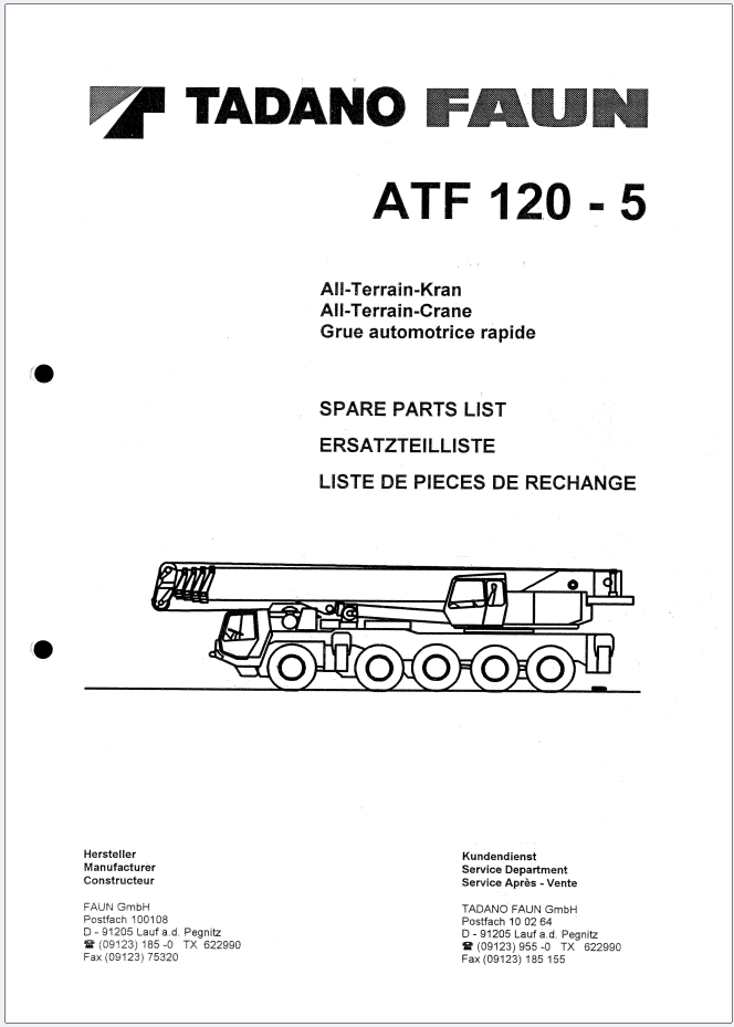 Tadano ATF 120-5 Crane Operator Parts Manual, Wiring Diagram
