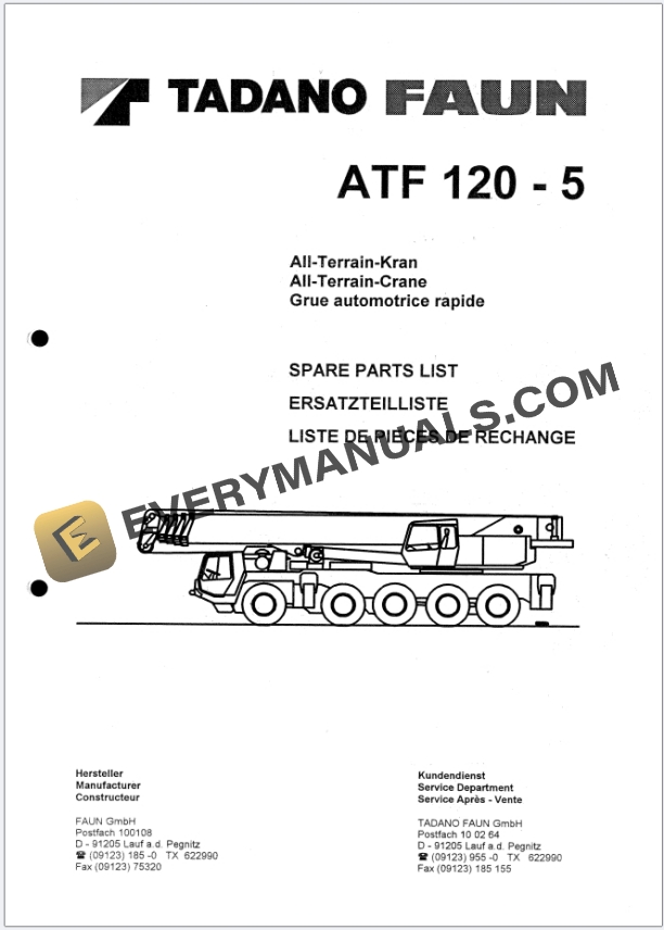 Tadano ATF 120-5 Crane Operator Parts Manual, Wiring Diagram