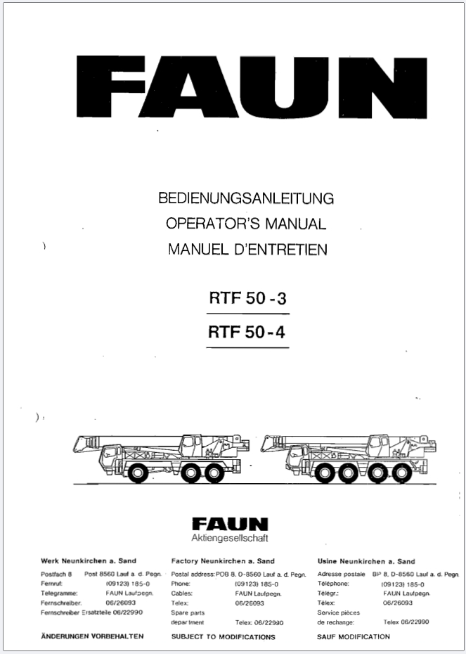 Tadano RTF 50-3 RTF 50-4 Crane Operation Manual