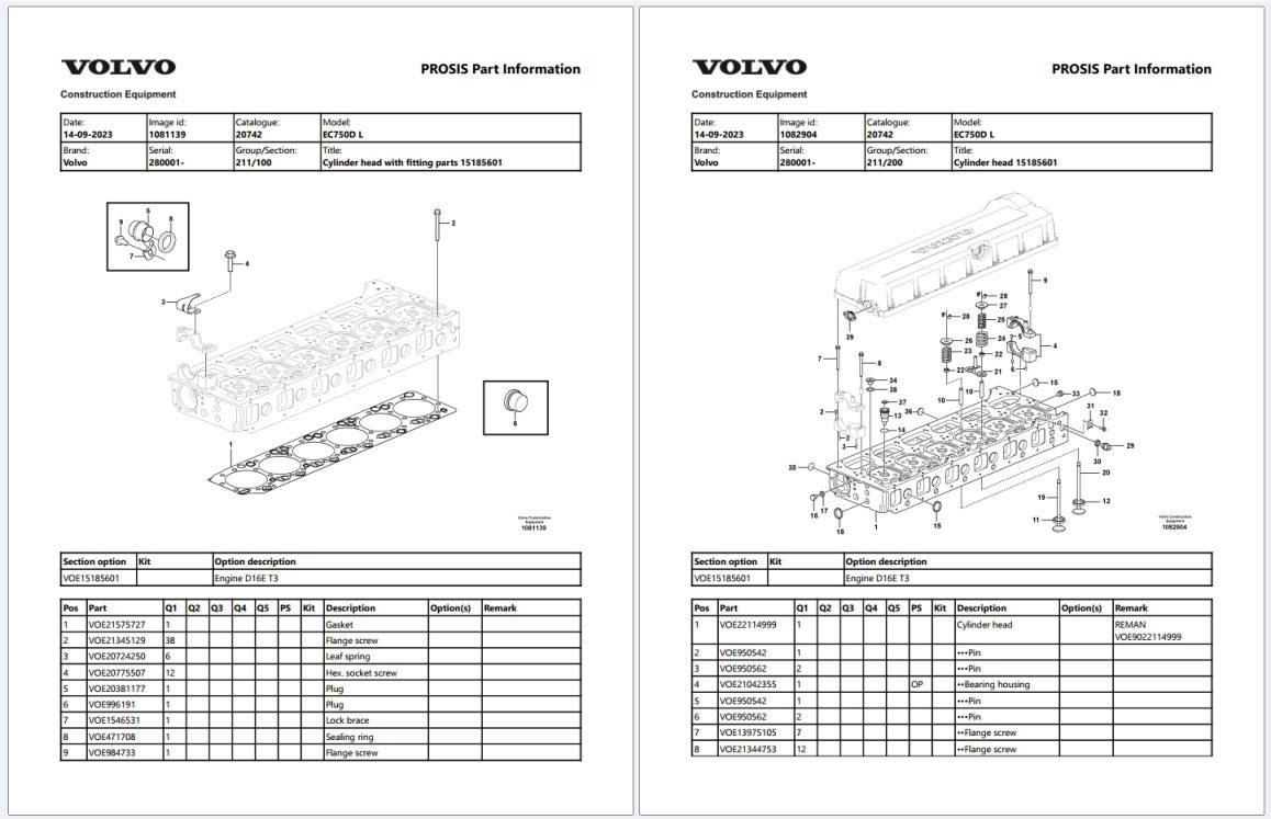 Volvo EC750D L Excavator Parts Manual001