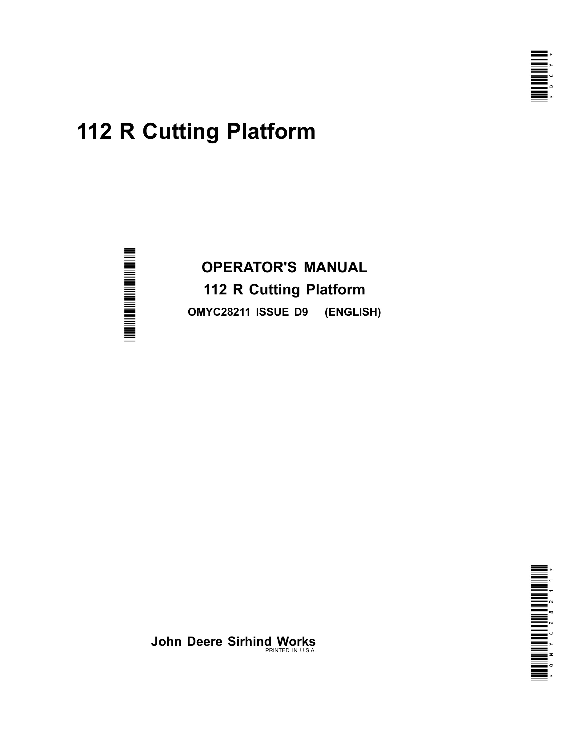 John Deere 112 R Cutting Platforms Operator Manual OMYC28211-1