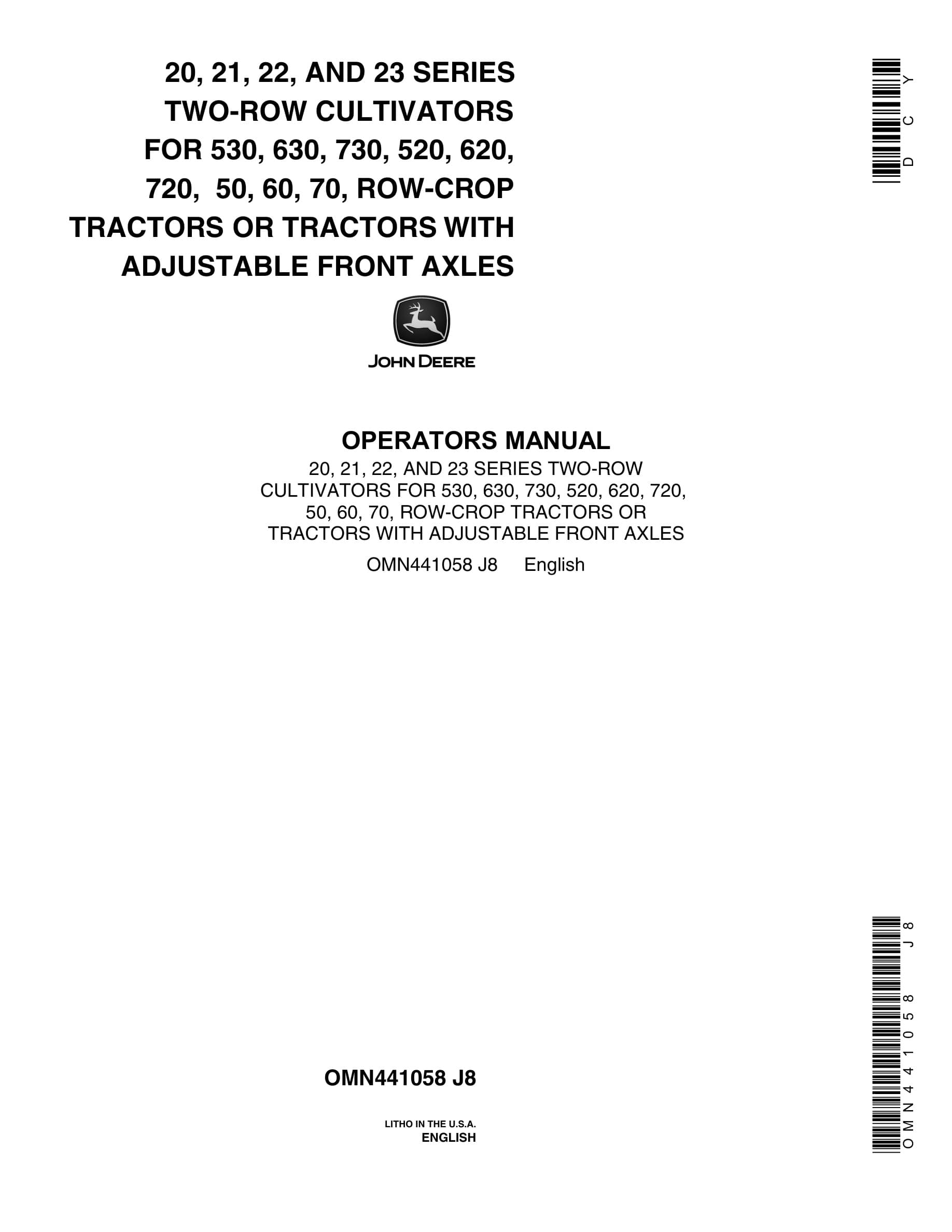 John Deere 20, 21, 22, AND 23 SERIES TWO Operator Manual OMN441058-1