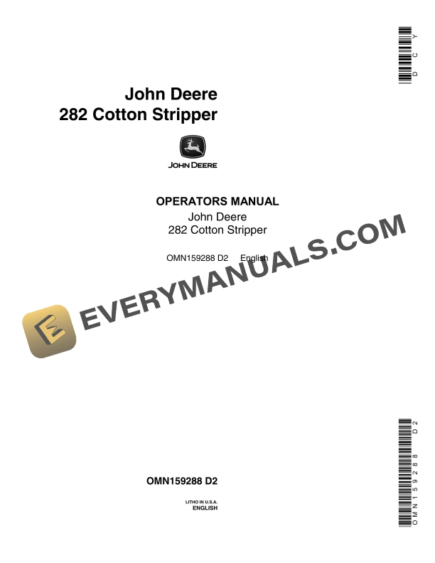 John Deere 282 Cotton Sripper Operator Manual OMN159288-1