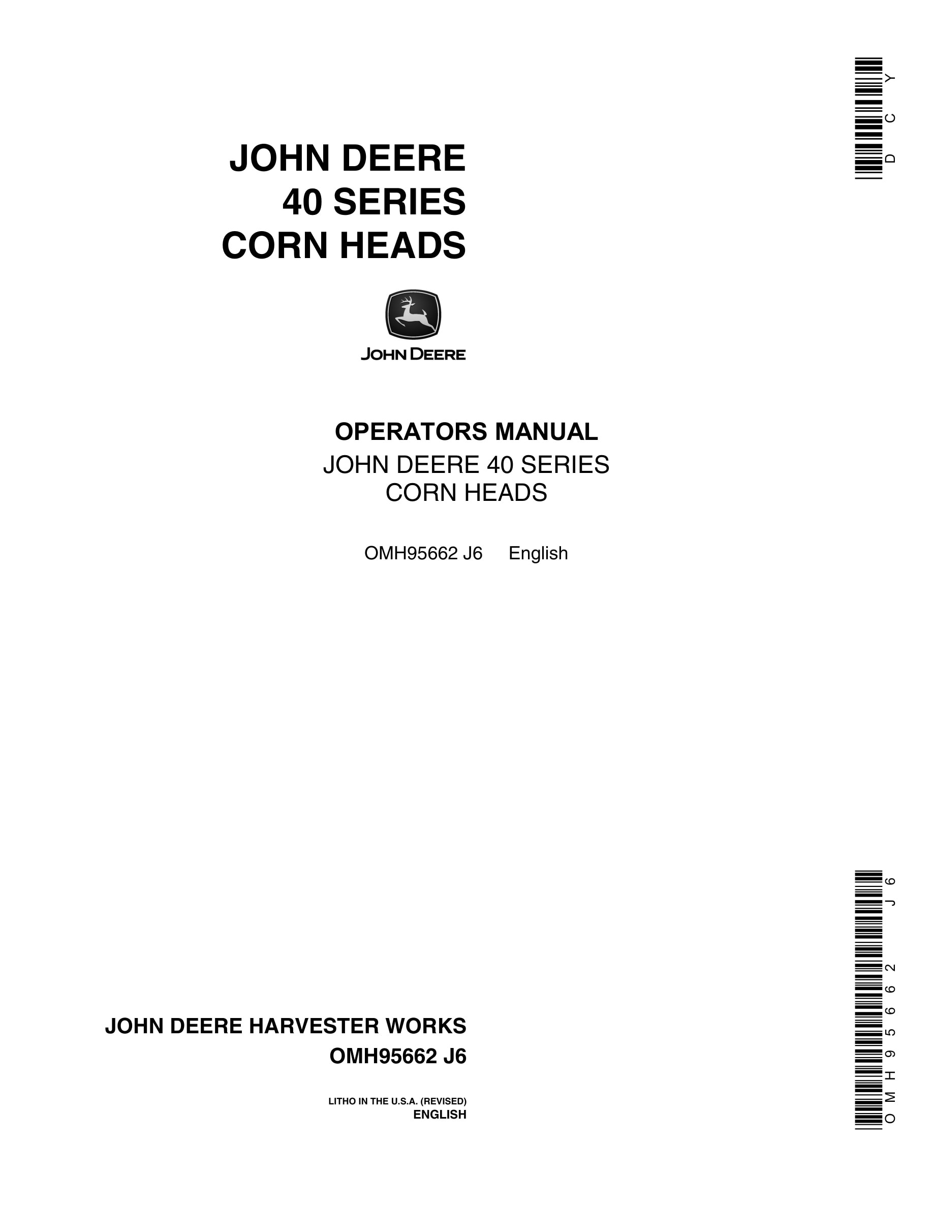 John Deere 40 Series Corn Heads Operator Manual OMH95662-1