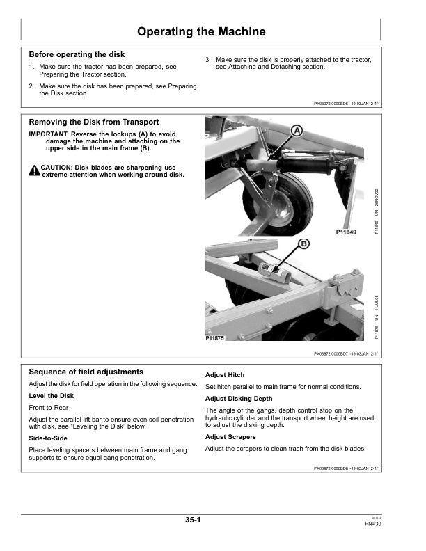 John Deere 425 Disk Harrow Wheel Type Offset Operator Manual OMP74517-2