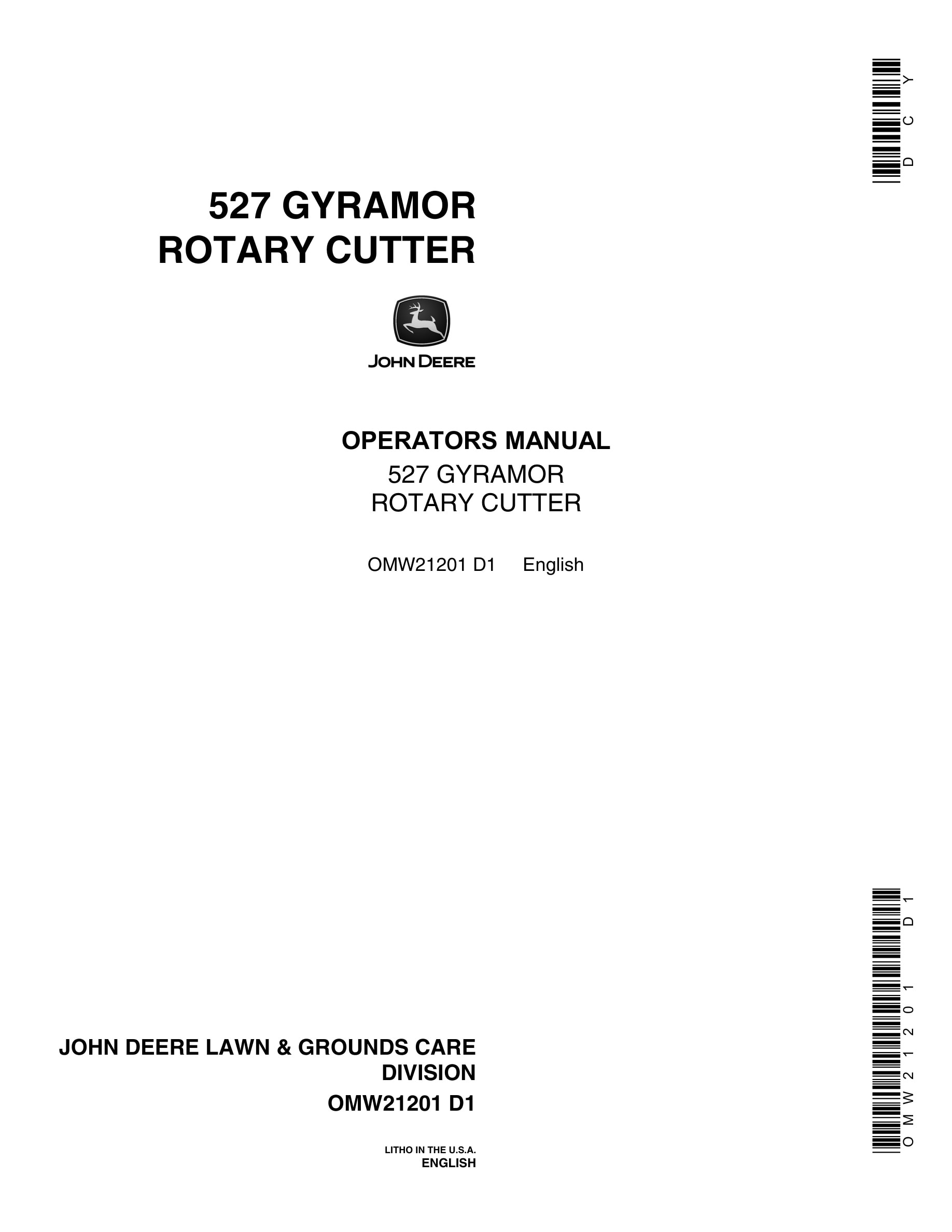 John Deere 527 Gyramor Rotary Cutter Operator Manual OMW21201-1
