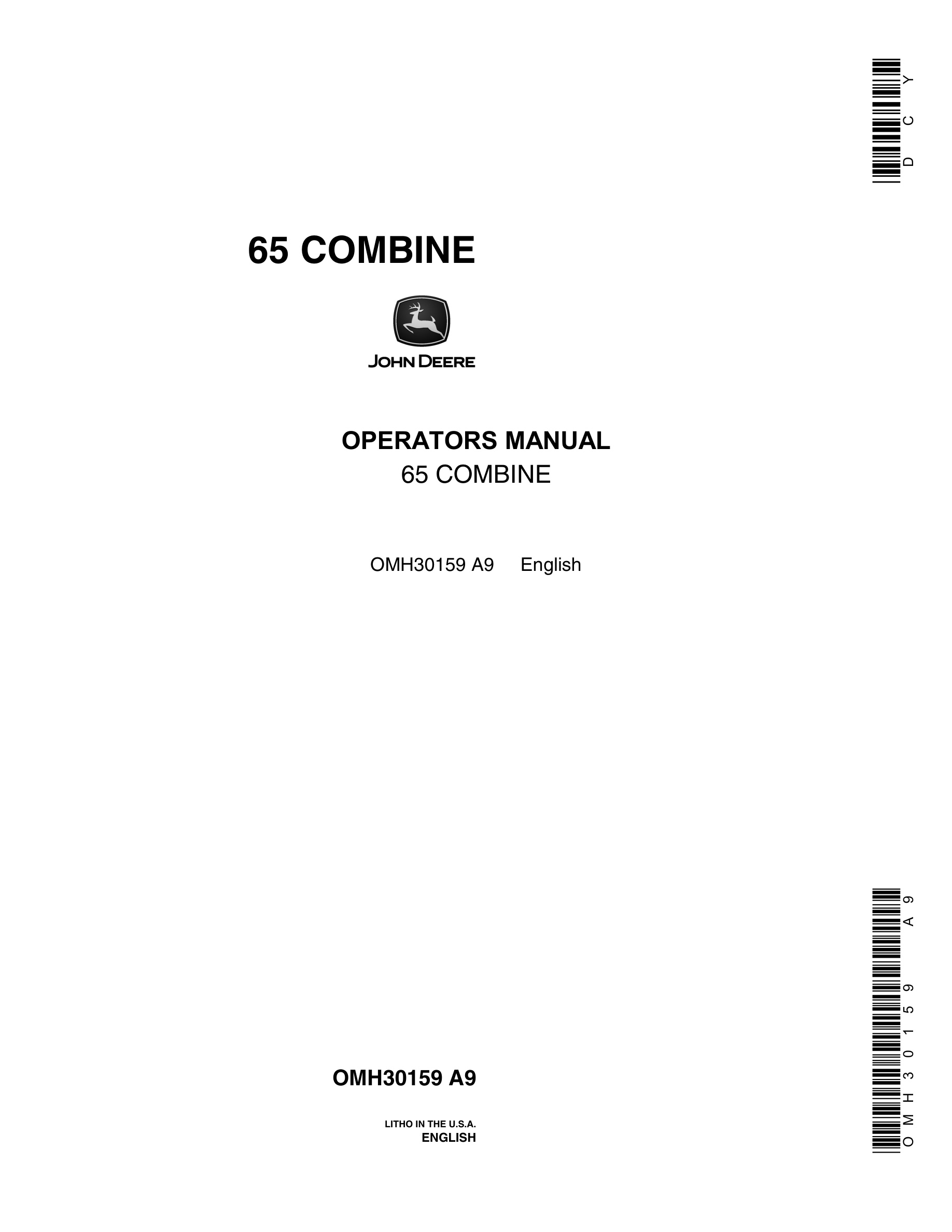 John Deere 65 Combine Operator Manual OMH30159-1