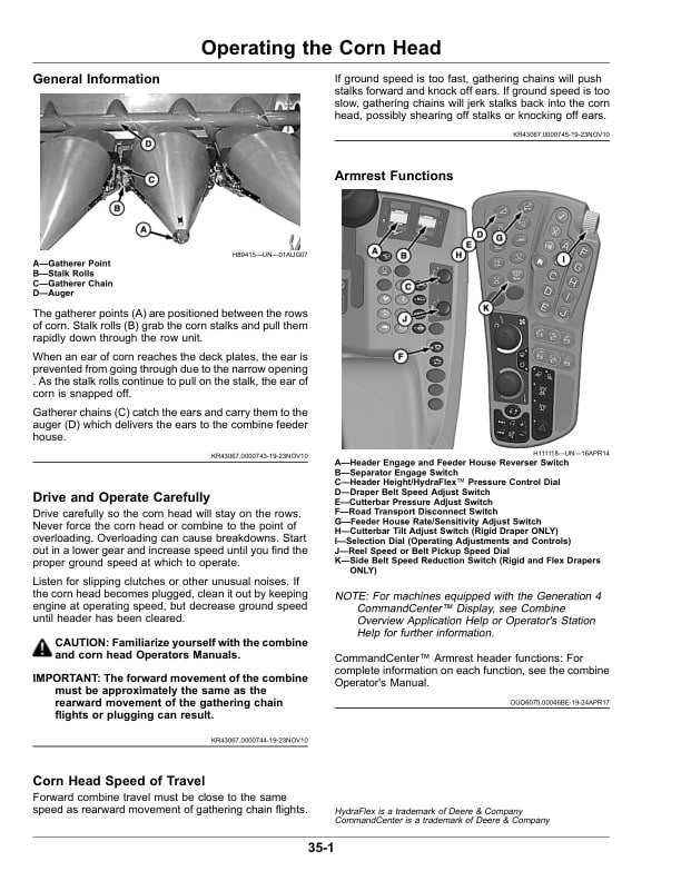 John Deere 706C, 708C, 712C, 716C, 718C, and StalkMaster Corn Heads Operator Manual OMHXE127980-2