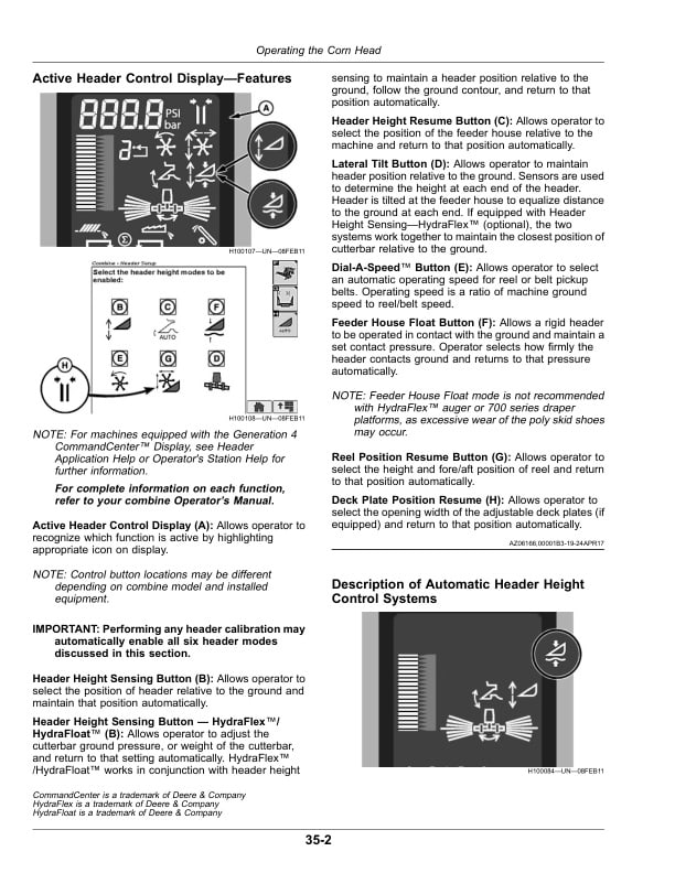 John Deere 706C, 708C, 712C, 716C, 718C, and StalkMaster Corn Heads Operator Manual OMHXE127981-2
