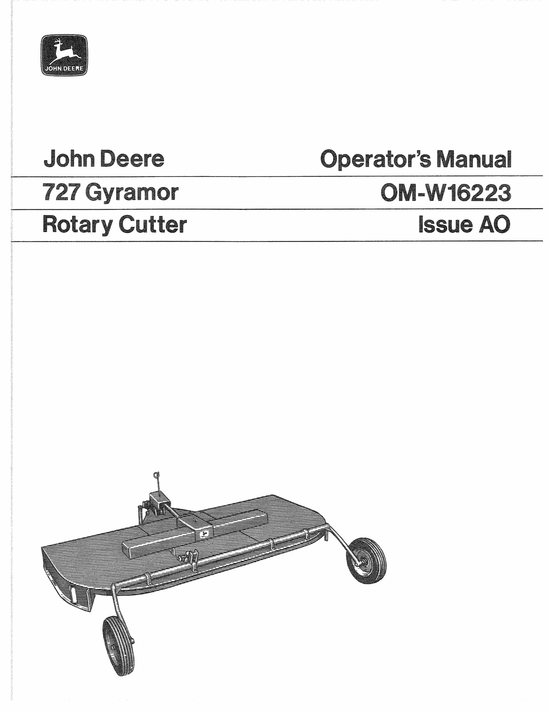 John Deere 727 Gyramor Rotary Cutter Operator Manual OMW16223-1