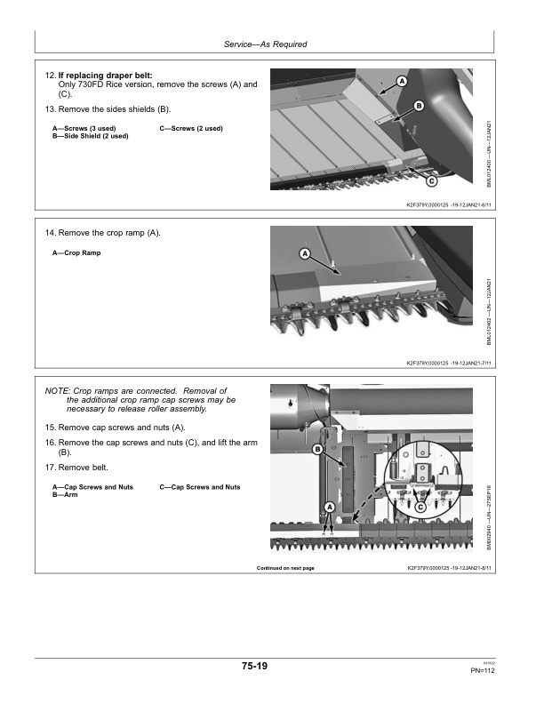 John Deere 730FD, 735FD, 740FD, and 745FD Flexible Draper Platforms Operator Manual OMHXE125084-3