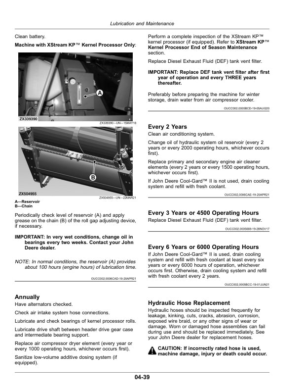 John Deere 9700, 9800, and 9900 Self-Propelled Forage Harvester Operator Manual OMDXE10620-3