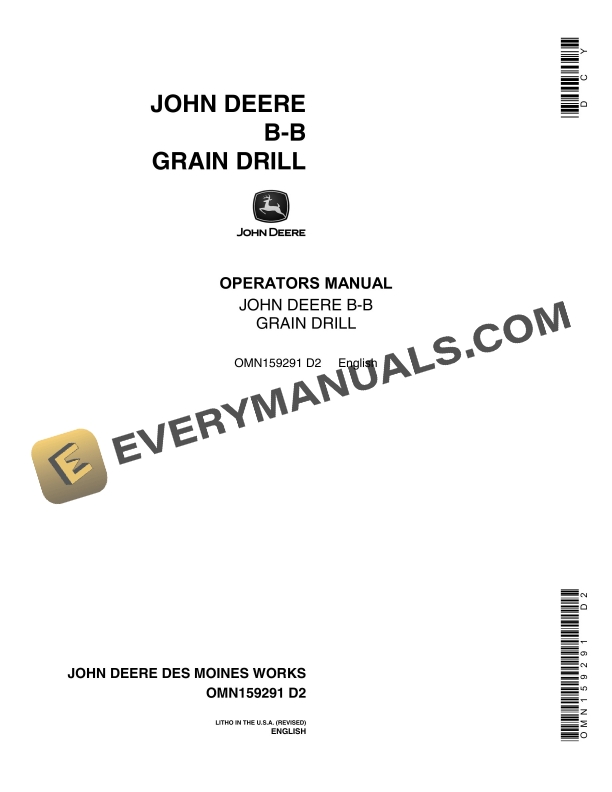 John Deere BB GRAIN DRILL Operator Manual OMN159291