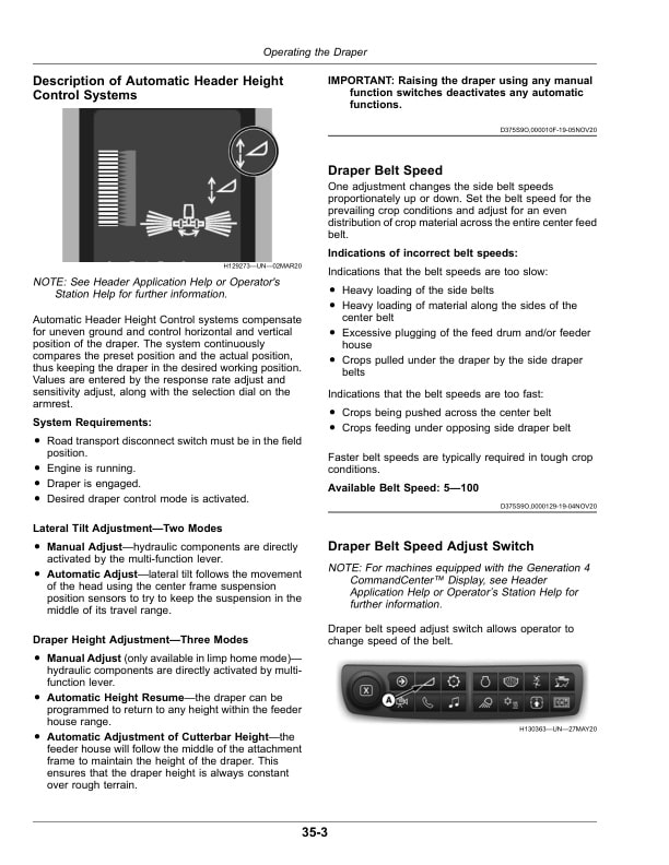 John Deere HD40X Extended Hinged Draper Operator Manual OMHXE161476-2