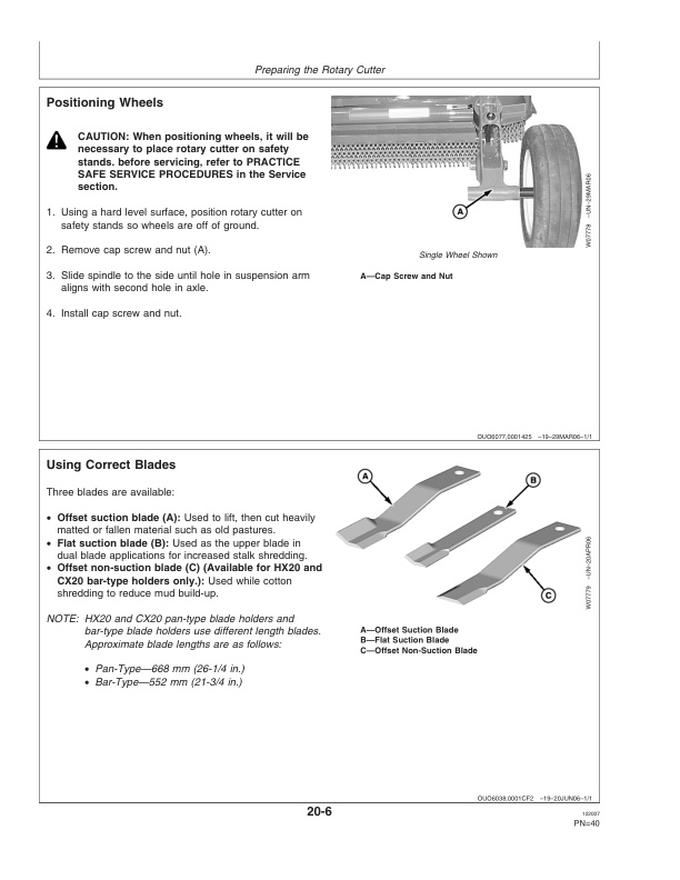 John Deere HX15, HX20, CX15 and CX20 Flex-Wing Rotary Cutter Operator Manual OMW53296-2
