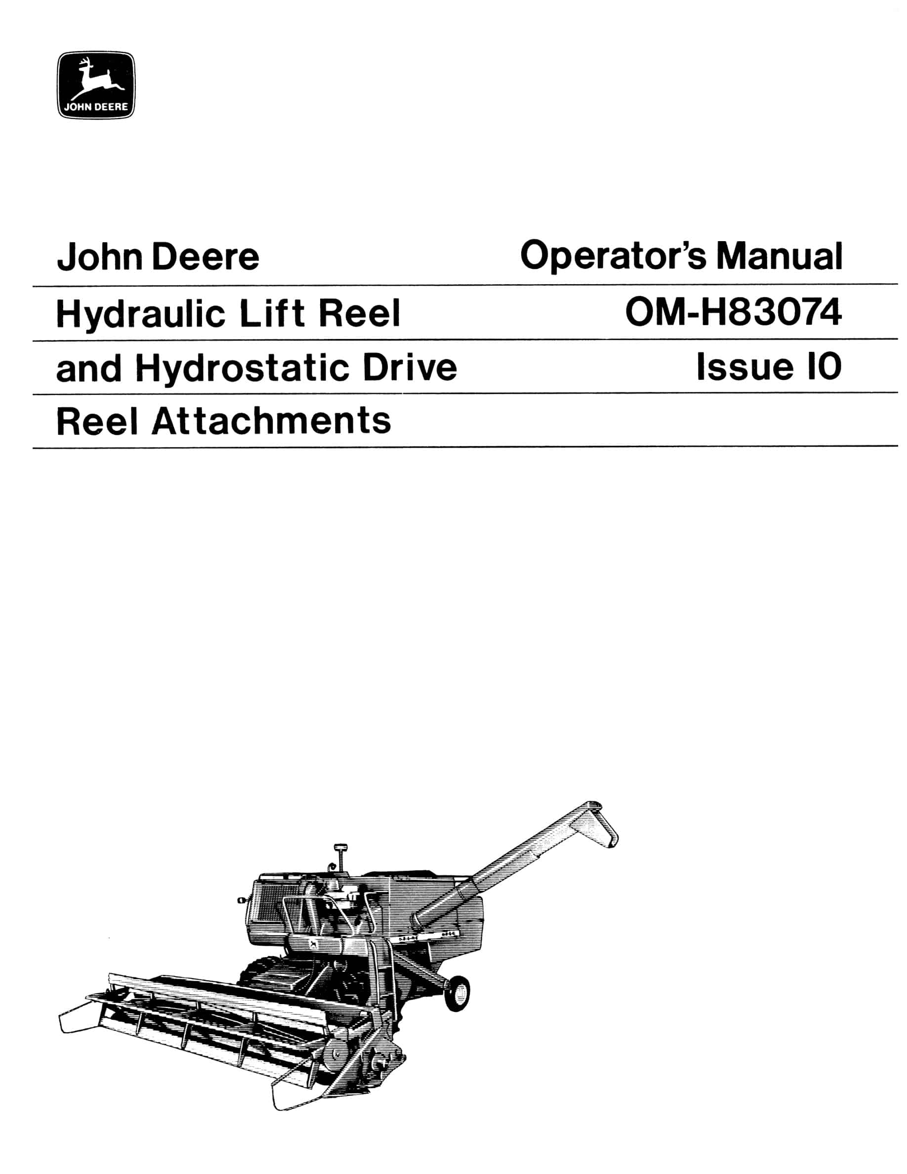 John Deere Hydraulic Lift Rell and hydrostatic Drive Rell Attachments Operator Manual OMH83074-1