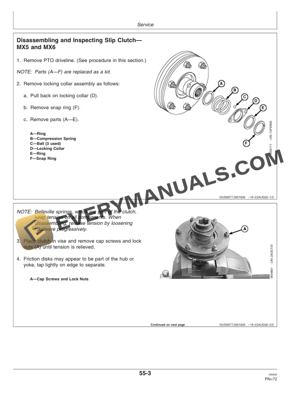 John Deere MX5, MX6 and MX7 Rotary Cutter Operator Manual OMW49246