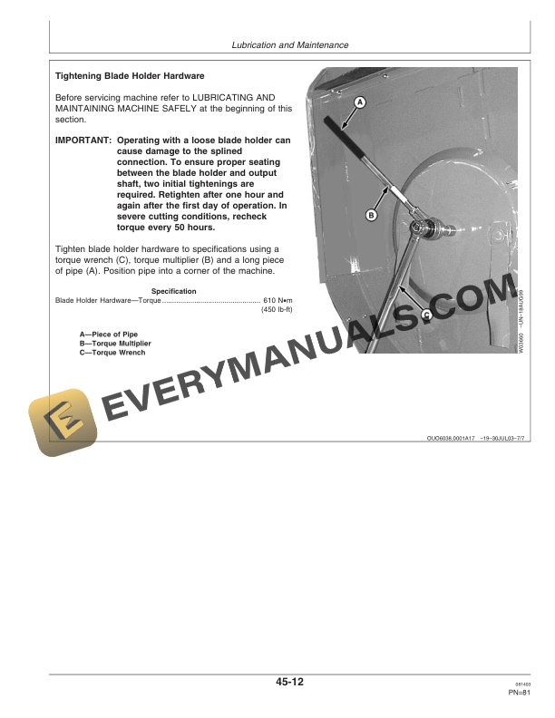 John Deere MX8 and MX10 Rotary Cutter Operator Manual OMW49833