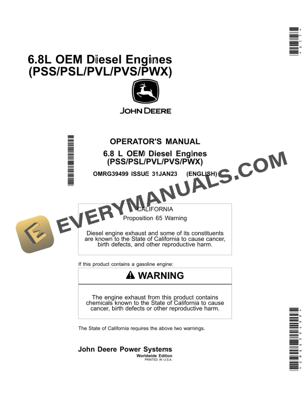 John Deere PowerTech 6.8 L OEM (PSS PSL PVL PVS PWX) Diesel Engines