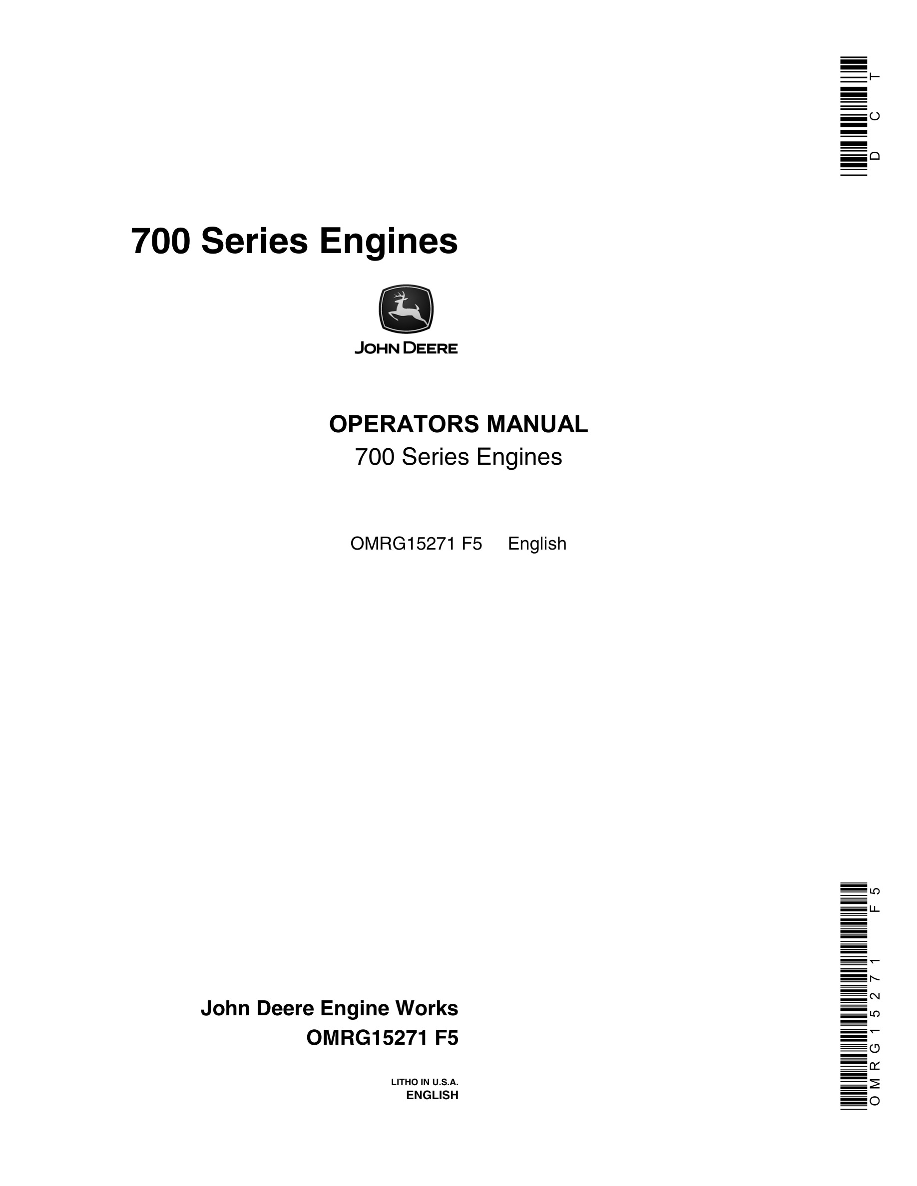 John Deere PowerTech 700 Series Engines Operator Manual OMRG15271-1