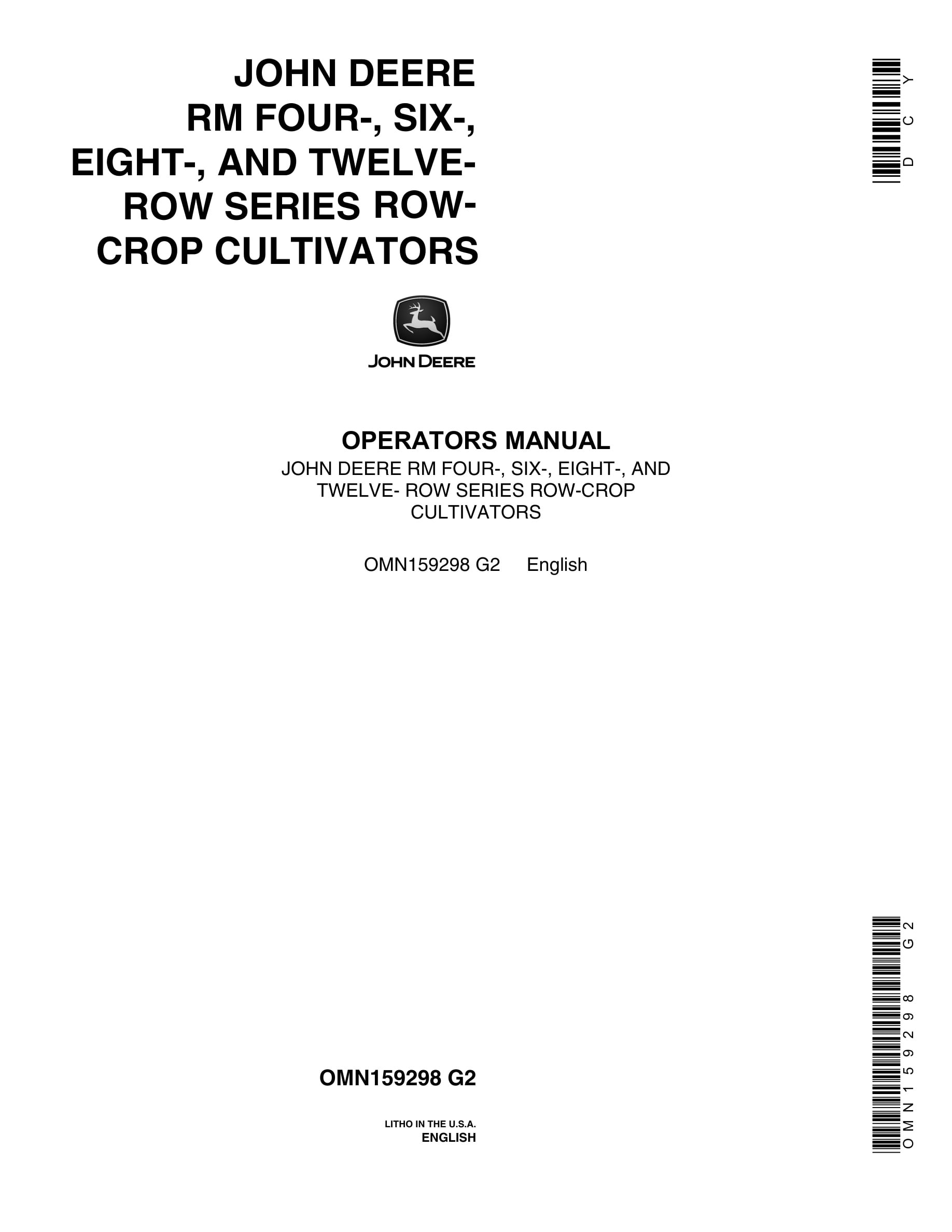 John Deere RM FOUR-, SIX-, EIGHT-, AND TWELVE Operator Manual OMN159298-1