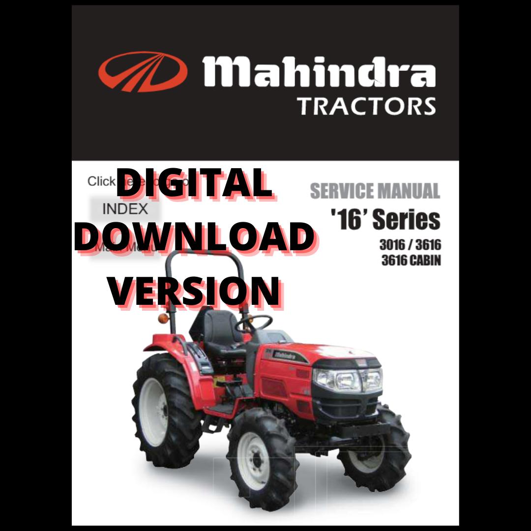 Mahindra Tractor 3016 3616 and 3616 Cabin Service Manual