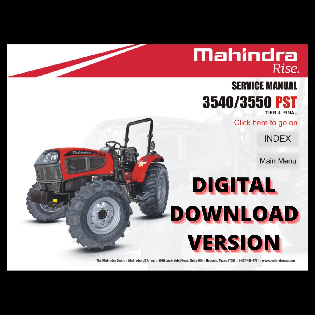 Mahindra Tractor 3540 3550 PST Operator Service Manual