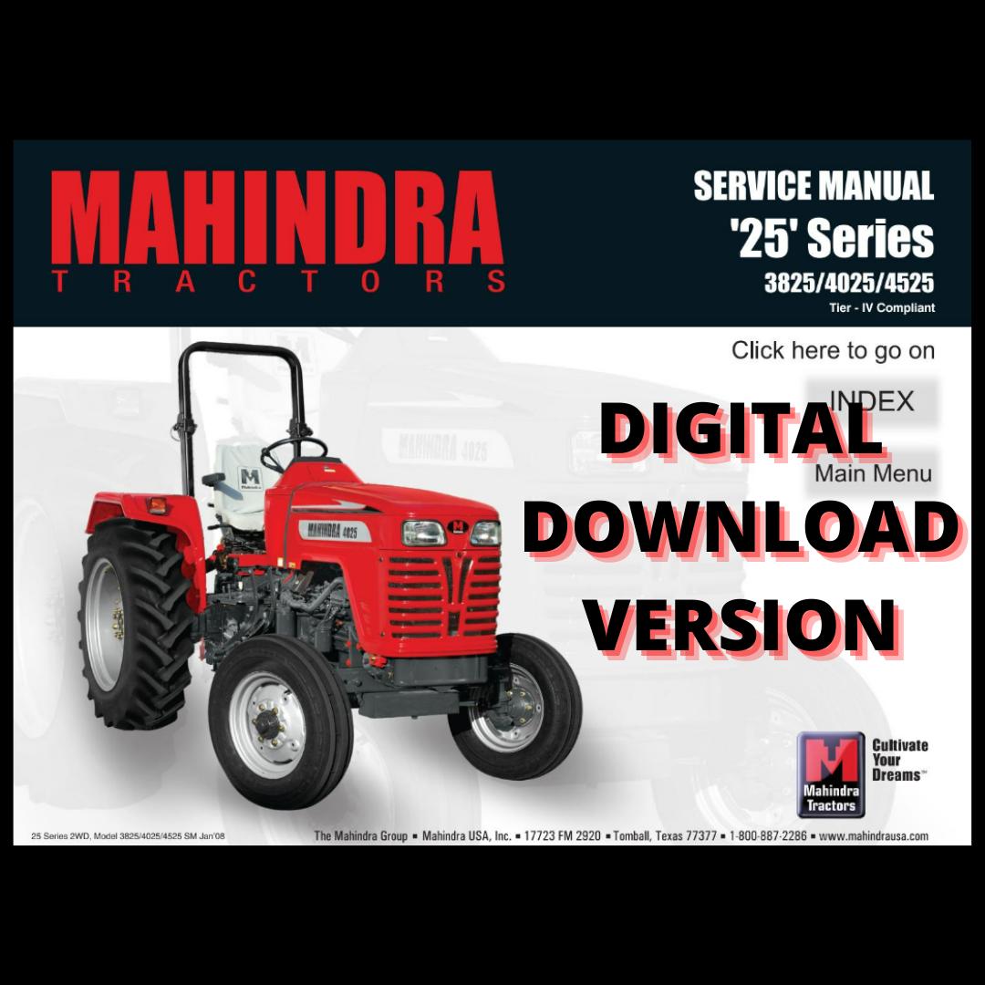 Mahindra Tractor 3825 4025 4525 Operator Service Manual