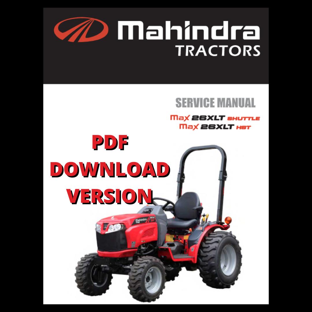Mahindra Tractor Max 26 XLT Shuttle HST Operator Service Manual