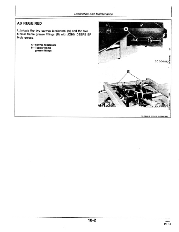 John Deere 1350, 1360, 1460 AND 1470 Grouper for Mower-Conditioner Operator Manual OMCC35557-2