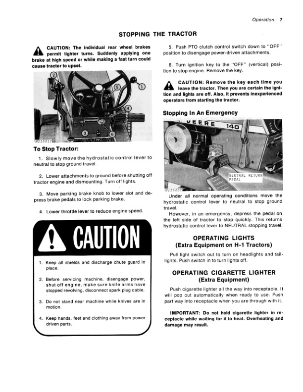 John Deere 140 Hydrostatic Tractor Operator Manual OMM47699-2