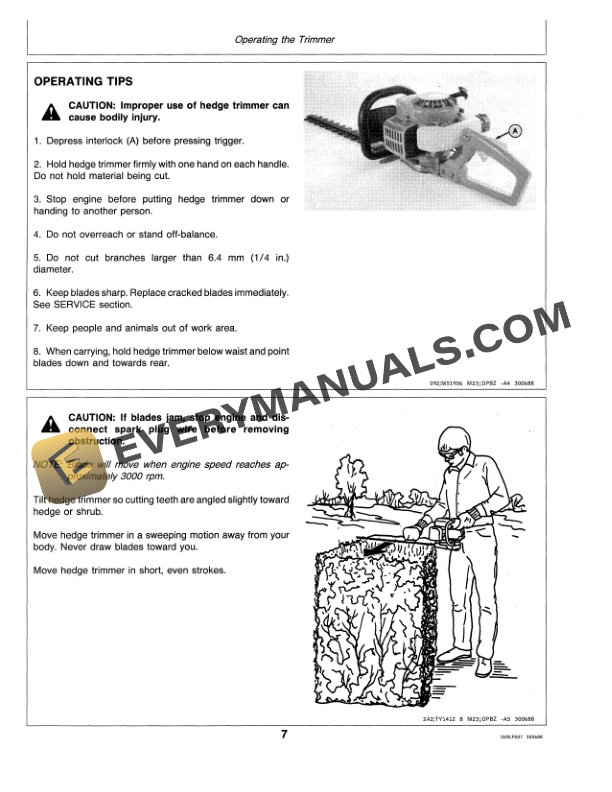 John Deere 172 Hedge Trimmer Operator Manual OMM79593