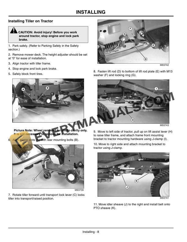 John Deere 42 Hydraulic Tiller Operator Manual OMM145939