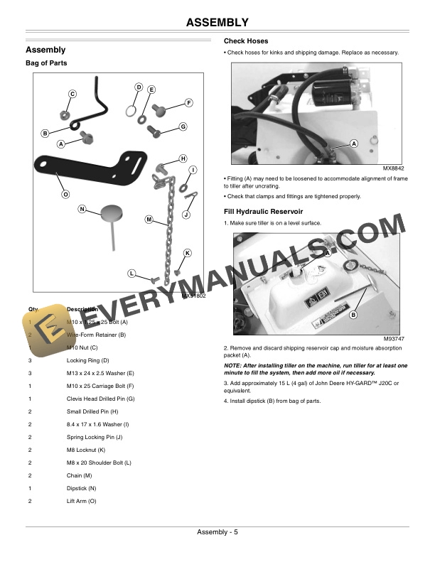 John Deere 42Inch Hydraulic Tiller Operator Manual OMM167827