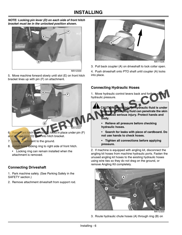 John Deere 46Inch QuickHitch Snowthrower Operator Manual OMM146113